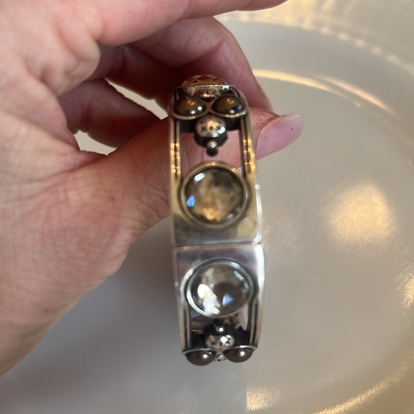 Vintage Brighton silver & Crystal cuff bangle bracelet - Picture 6 of 8